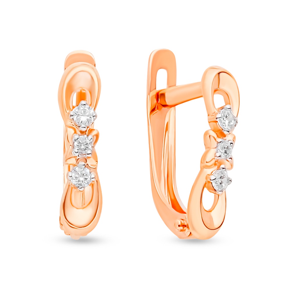 

Серьги из красного золота 585Gold 399000235, фианит, 399000235