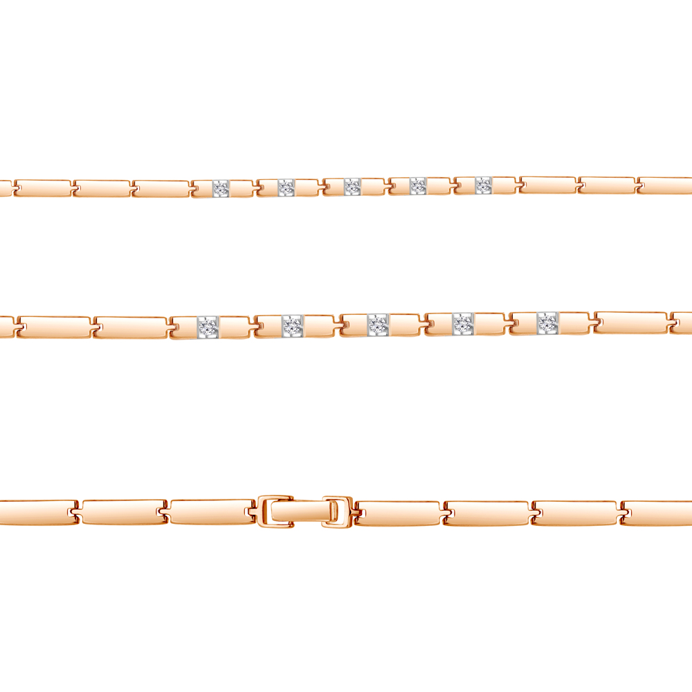 

Браслет из красного золота с бриллиантом Aquamarine Aquamarine 970377к_585_кз р. 18, 970377к_585_кз