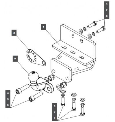 фото Фаркоп toyota land cruiser 300 2021- крюк торцевой нерж. на двух болтах baltex