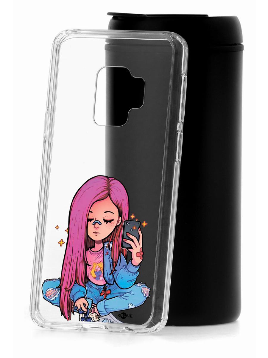 

Чехол на Samsung Galaxy S9 Kruche Print Pink Hair,противоударный бампер,с защитой камеры, Прозрачный;розовый;голубой;бежевый, Самсунг Галакси с9