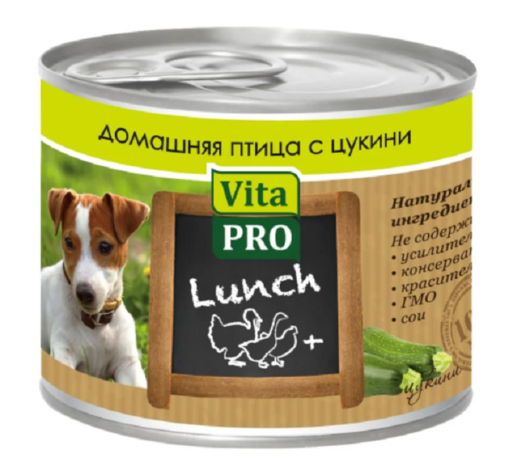 фото Влажный корм для собак vitapro lunch , с домашней птицей и цукини, 6шт, 200г