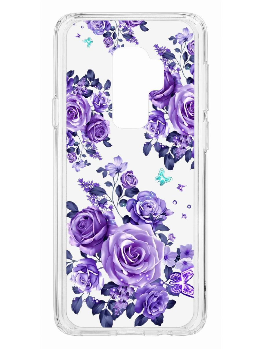 

Чехол на Samsung Galaxy S9 Plus Kruche Print Roses,противоударный бампер,с защитой камеры, Прозрачный;фиолетовый;синий;голубой, Самсунг Галакси с9 Плюс