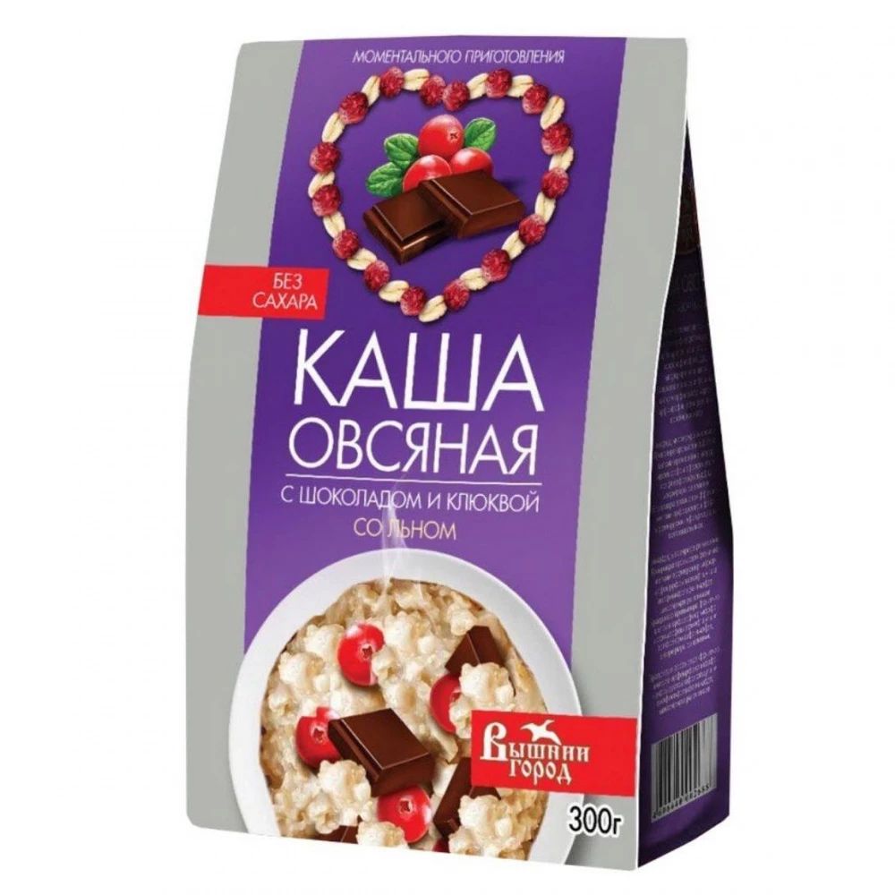 

Каша овсяная Вышний город шоколад-клюква-лен моментального приготовления, 300 г