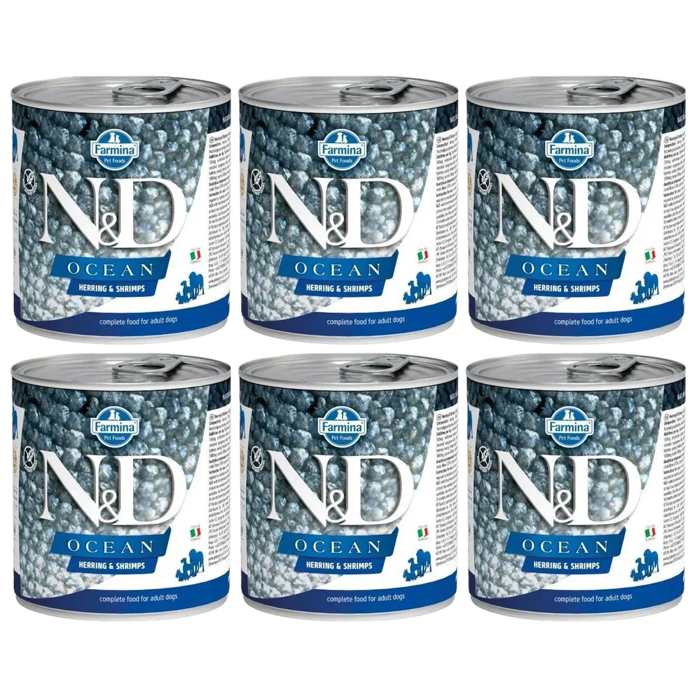 

Консервы для собак Farmina OCEAN ADULT с сельдью и креветками, 6шт по 285г