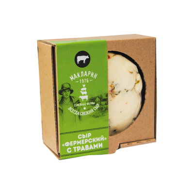 

Сыр Макларин Фермерский с травами 45% 200 г бзмж