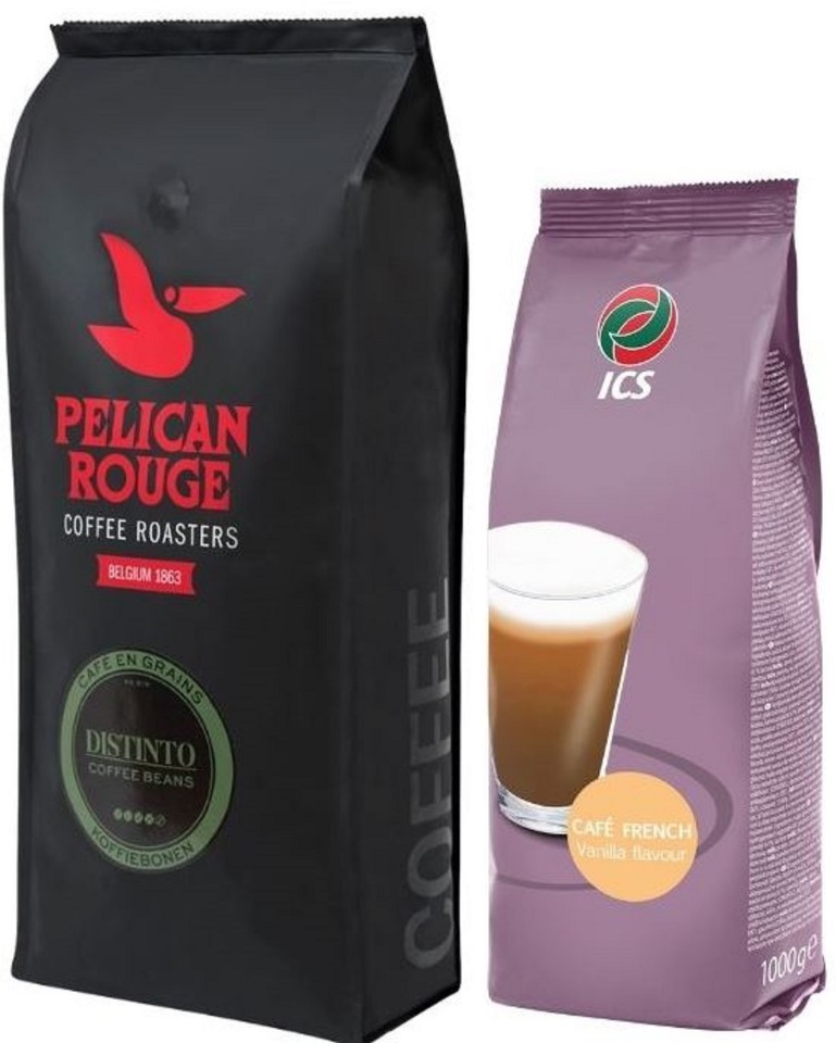 фото Набор кофе в зернах pelican rouge distinto 1 кг и капучино ics французский ванильный 1 кг