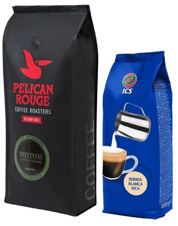 

Кофе в зернах PELICAN ROUGE DISTINTO 1 кг и Сухие сливки ICS BEBIDA BLANCA RICO ivory 1 кг