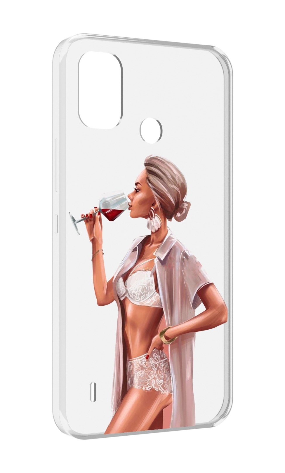 

Чехол MyPads Девушка-с-вином женский для Itel A48, Прозрачный, Tocco