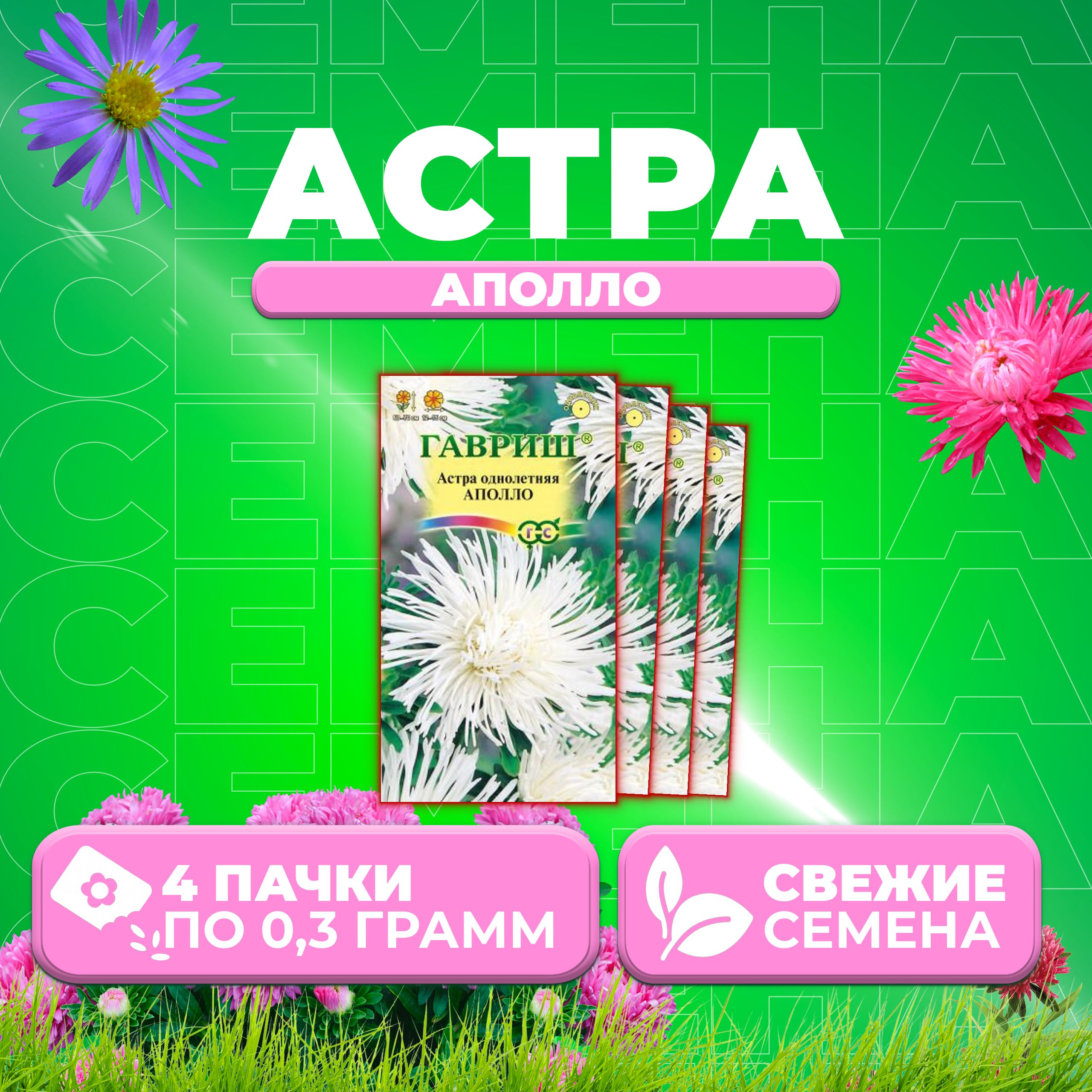 

Семена астра Гавриш Аполло 000744-4 4 уп.