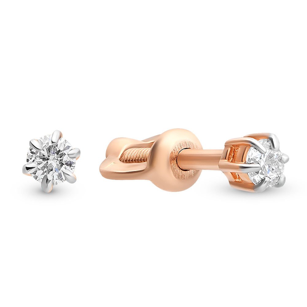 

Серьги пусеты из красного золота 585Gold 102004691, бриллиант, 102004691