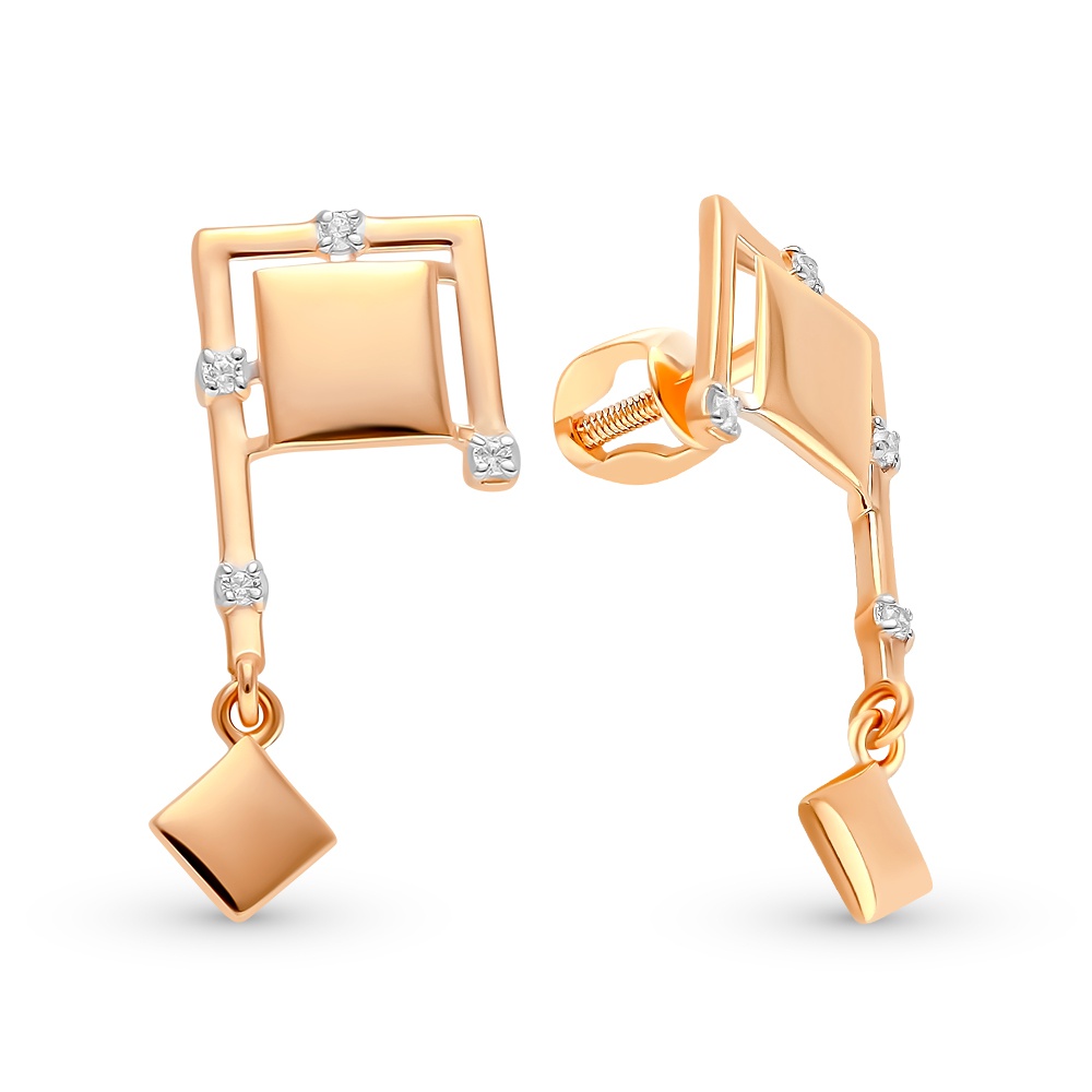 

Серьги подвески из красного золота 585Gold 302006406, фианит, 302006406