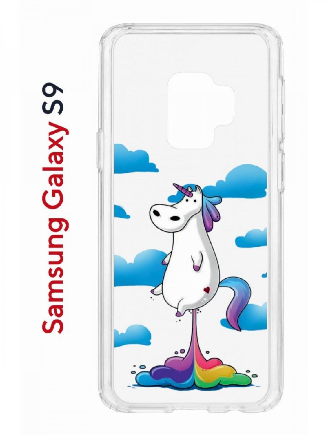 Чехол на Samsung Galaxy S9 Kruche Print Flying Unicorn,противоударный бампер с принтом