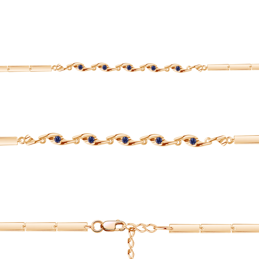 

Браслет из красного золота с сапфиром р.  Aquamarine 970467к_585_кз, 970467к_585_кз