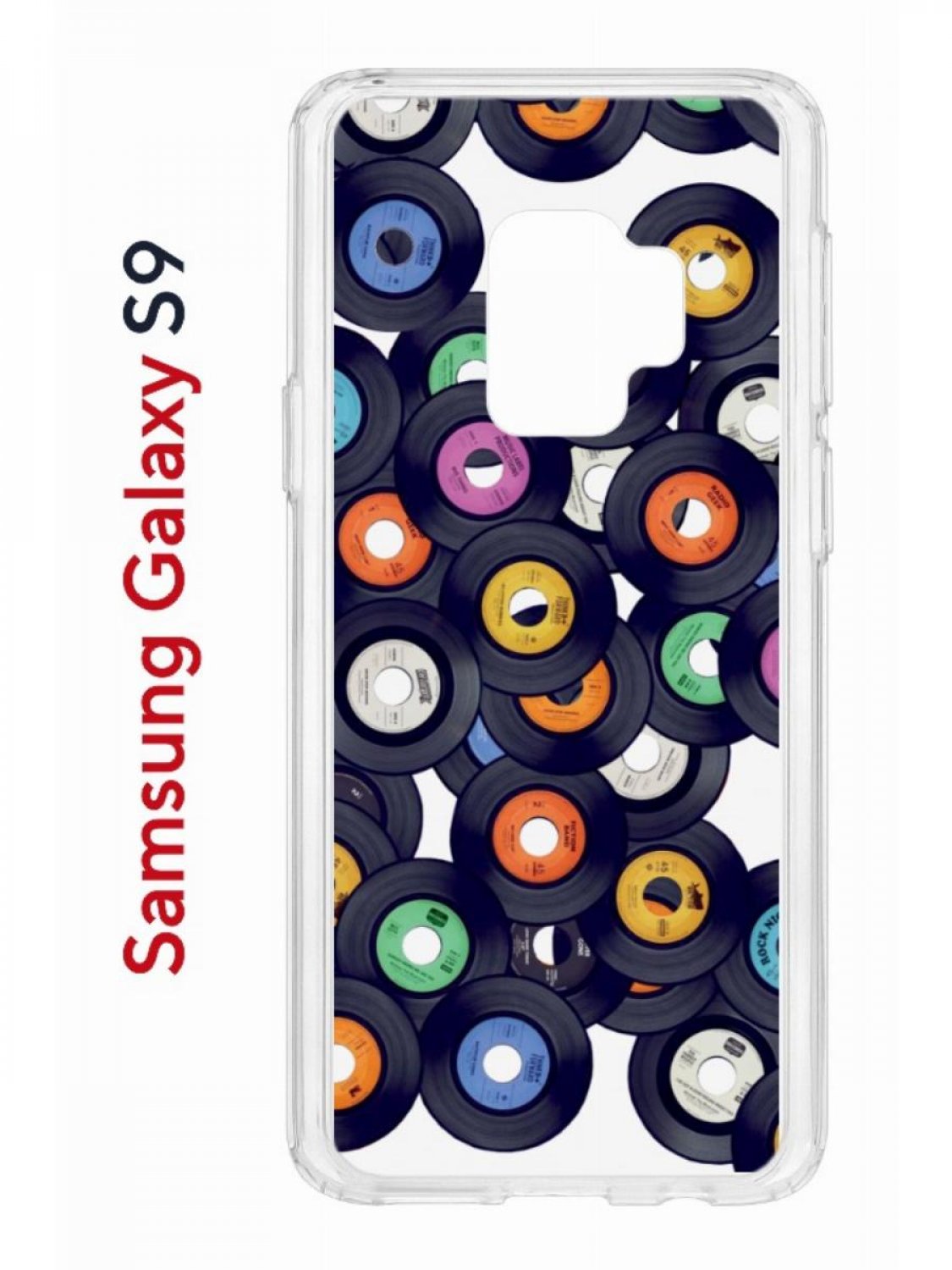 Чехол на Samsung S9 Kruche Print Виниловые пластинки,противоударный бампер с принтом