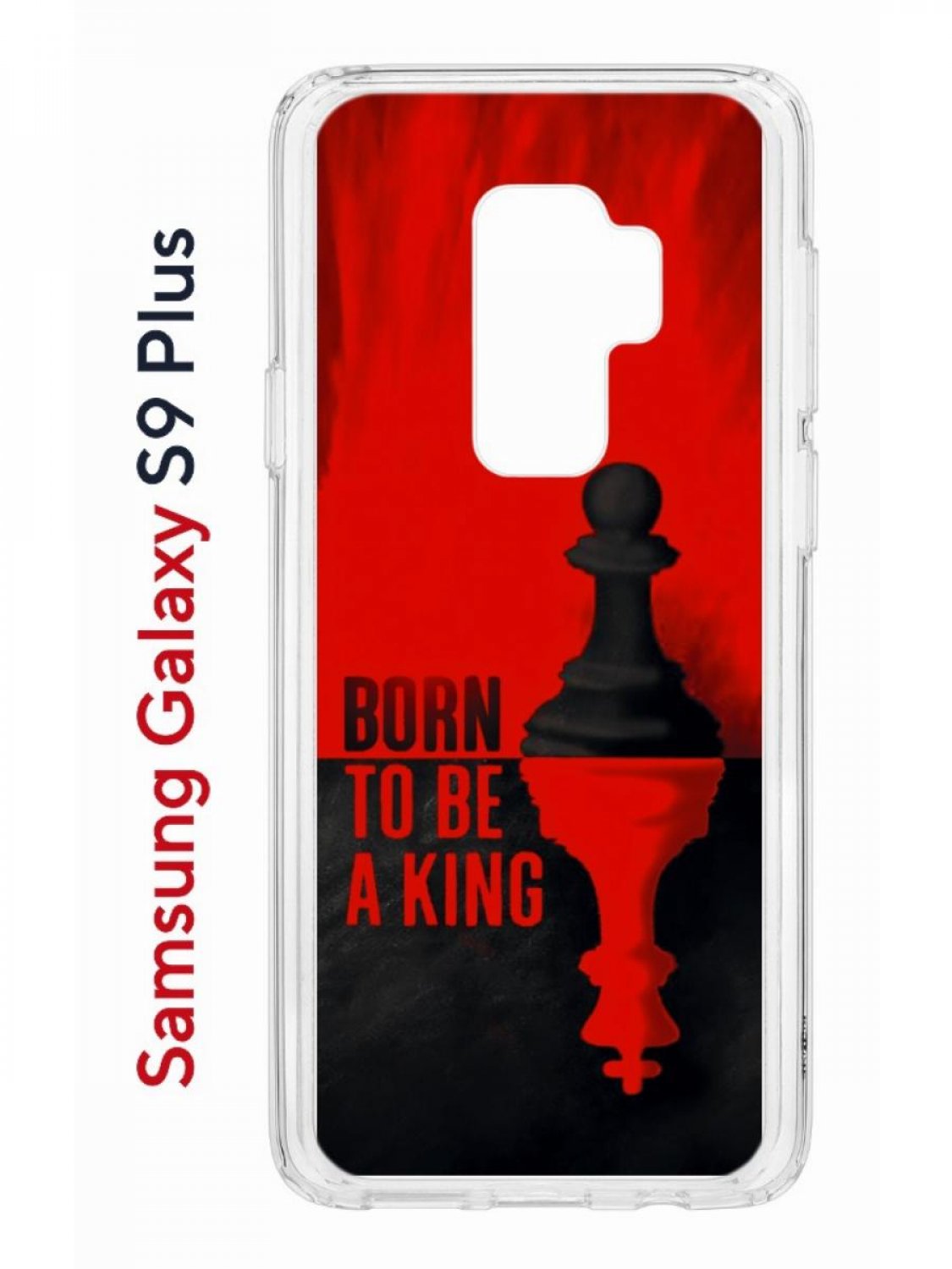 

Чехол на Samsung Galaxy S9 Plus Kruche Print Born to be a King,противоударный бампер, Прозрачный;черный;красный, Самсунг Галакси с9 Плюс