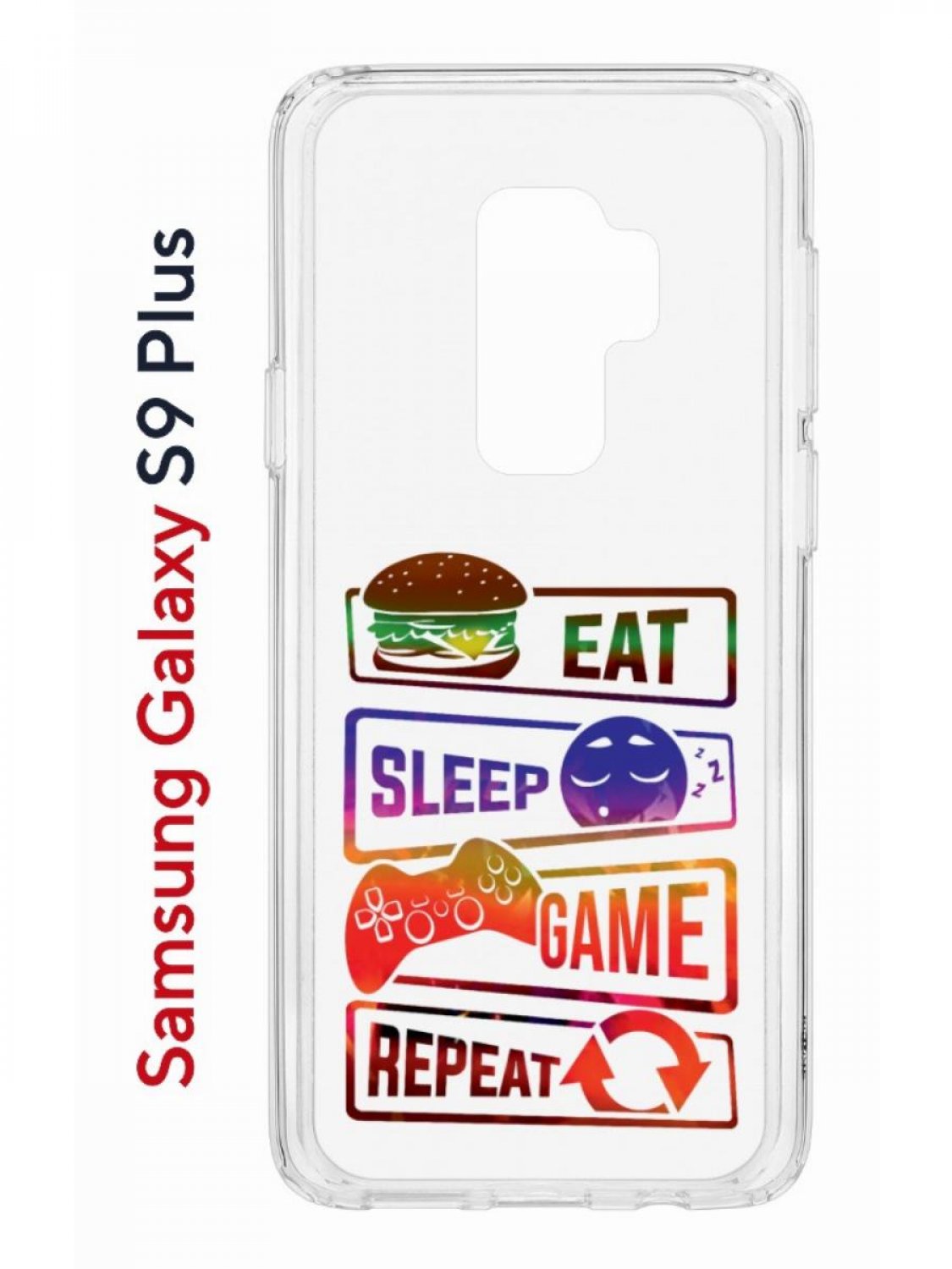 Чехол на Samsung Galaxy S9 Plus Kruche Print Repeat,противоударный бампер,с защитой камеры
