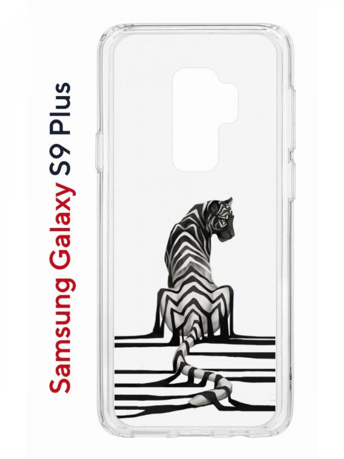 Чехол на Samsung Galaxy S9 Plus Kruche Print Tiger,противоударный бампер,с защитой камеры