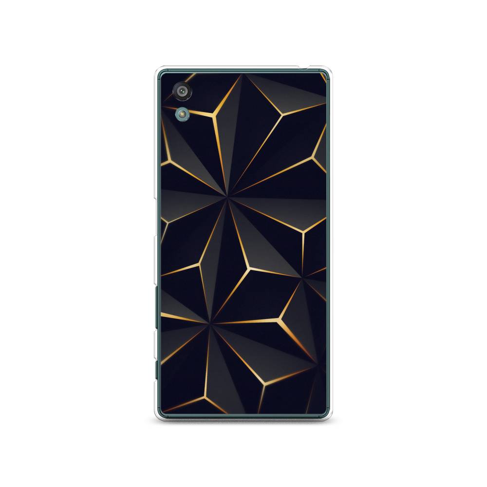 

Чехол на Sony Xperia Z5 (Z5 Dual) "Черные полигоны", Золотистый;черный, 52150-3