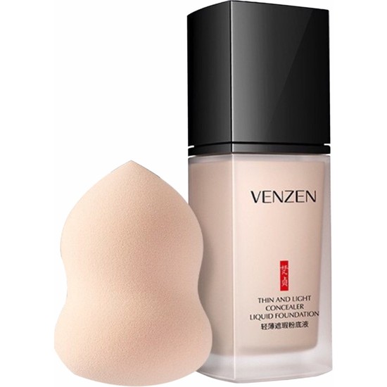 фото Набор крем-консилер + спонж venzen thin and light concealer liquid foundation 30 мл