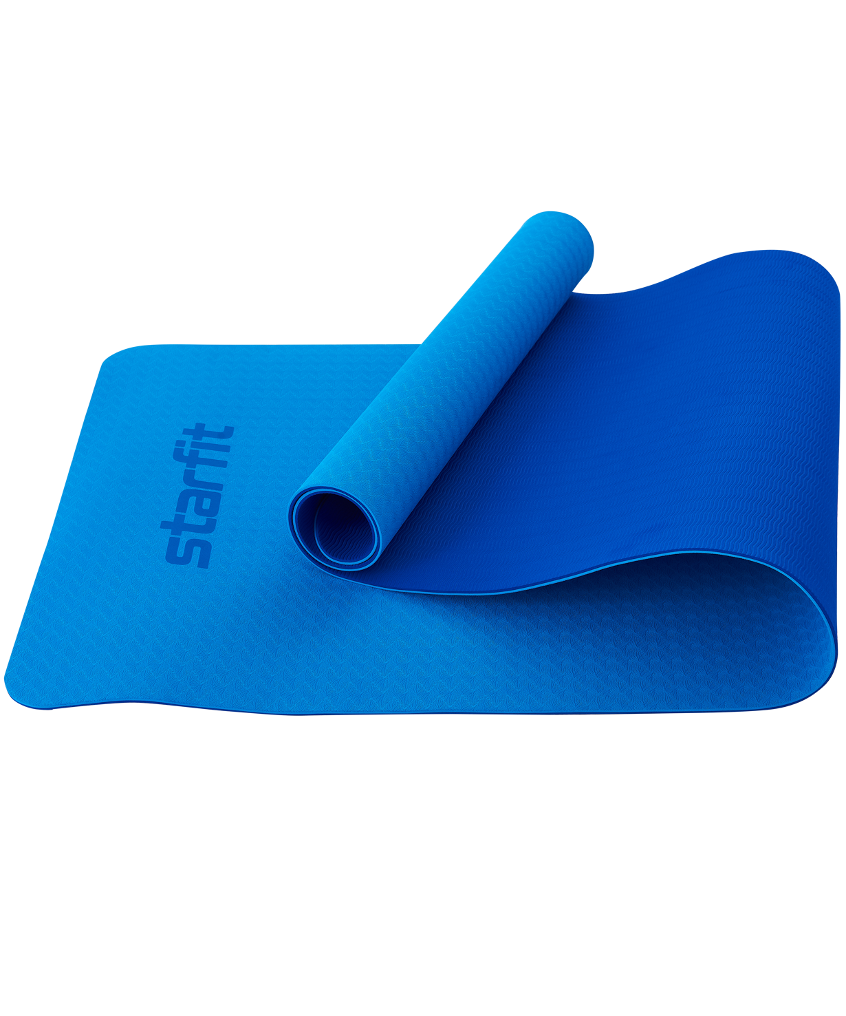 Коврик для йоги и фитнеса Starfit Fm-201, Tpe, 183x61x0,6 см, синий/темно-синий
