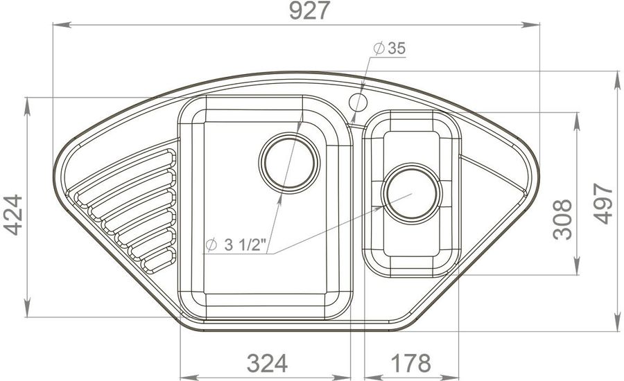 

Кухонная мойка GRANFEST Quarz Z14, кварц, 92.7см х 49.7см, терракотовый