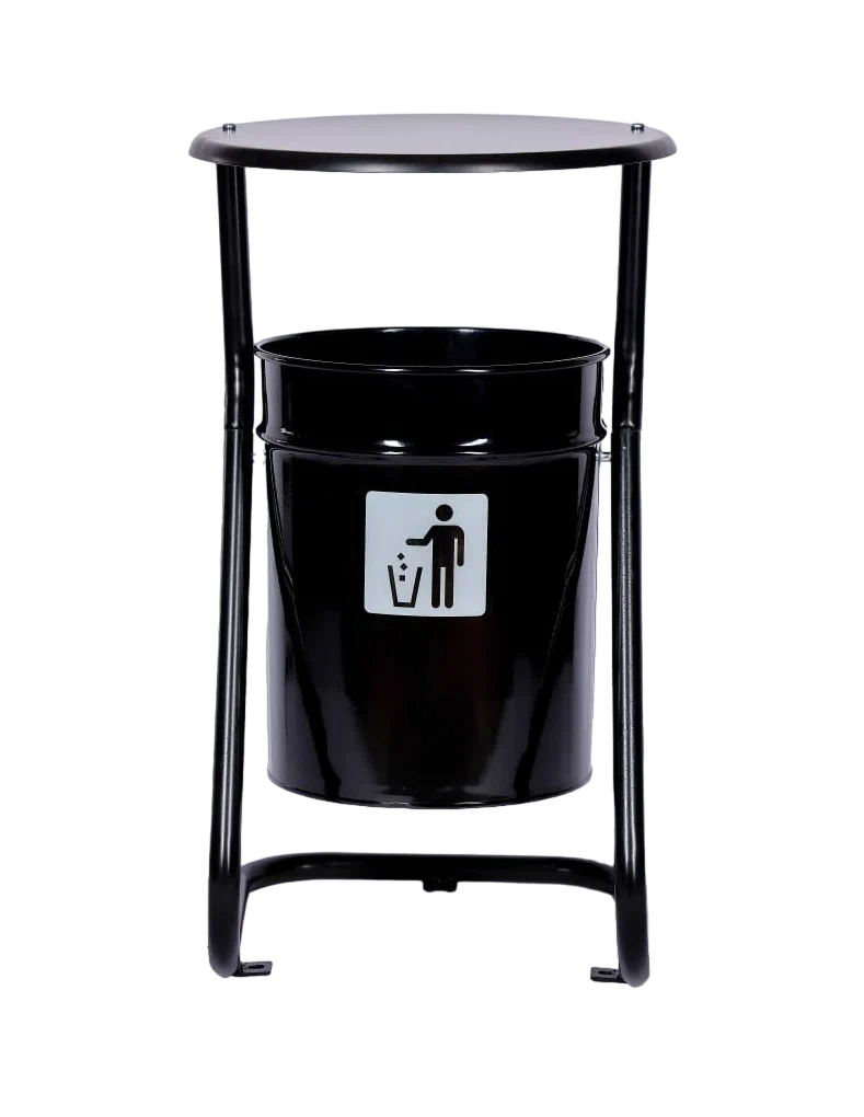 Урна уличная металлическая ПРОФМЕТСТИЛЬ черная с крышкой