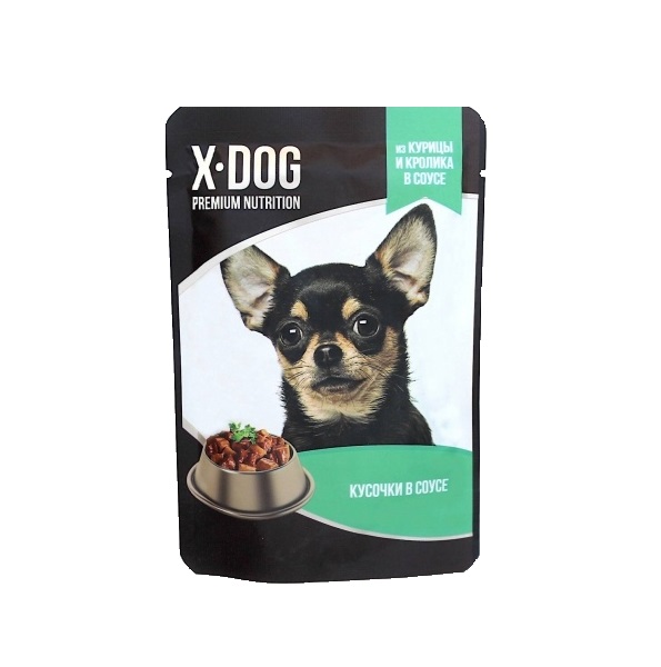 Влажный корм для собак X-DOG, с курицей и кроликом в соусе, 24шт по 85г
