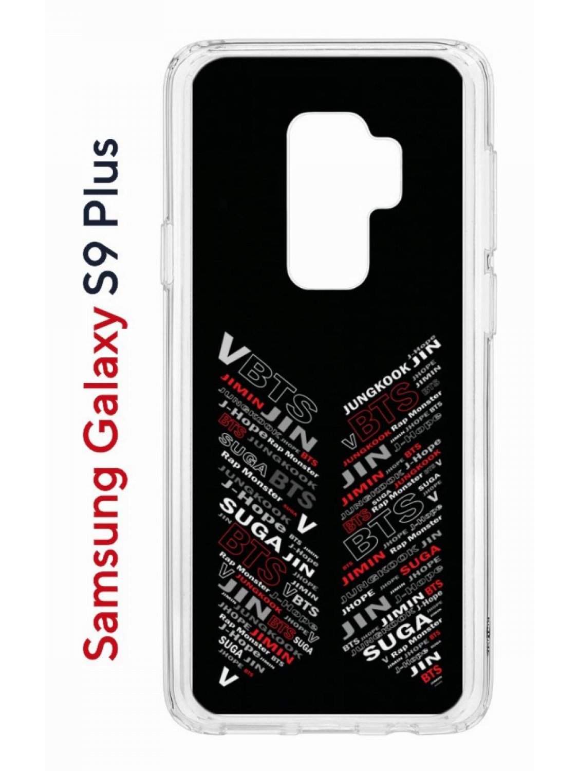 Чехол на Samsung Galaxy S9 Plus Kruche Print BTS,противоударный бампер,с защитой камеры