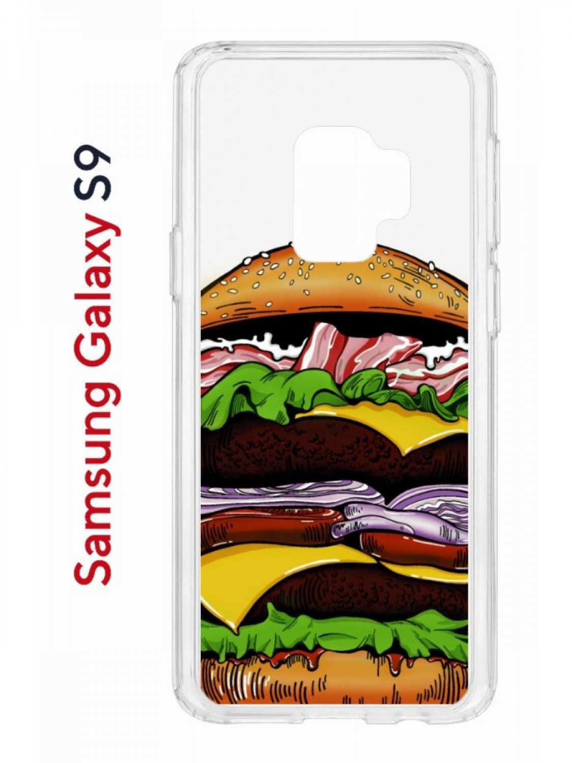 Чехол на Samsung Galaxy S9 Kruche Print Бургер,противоударный бампер,с защитой камеры
