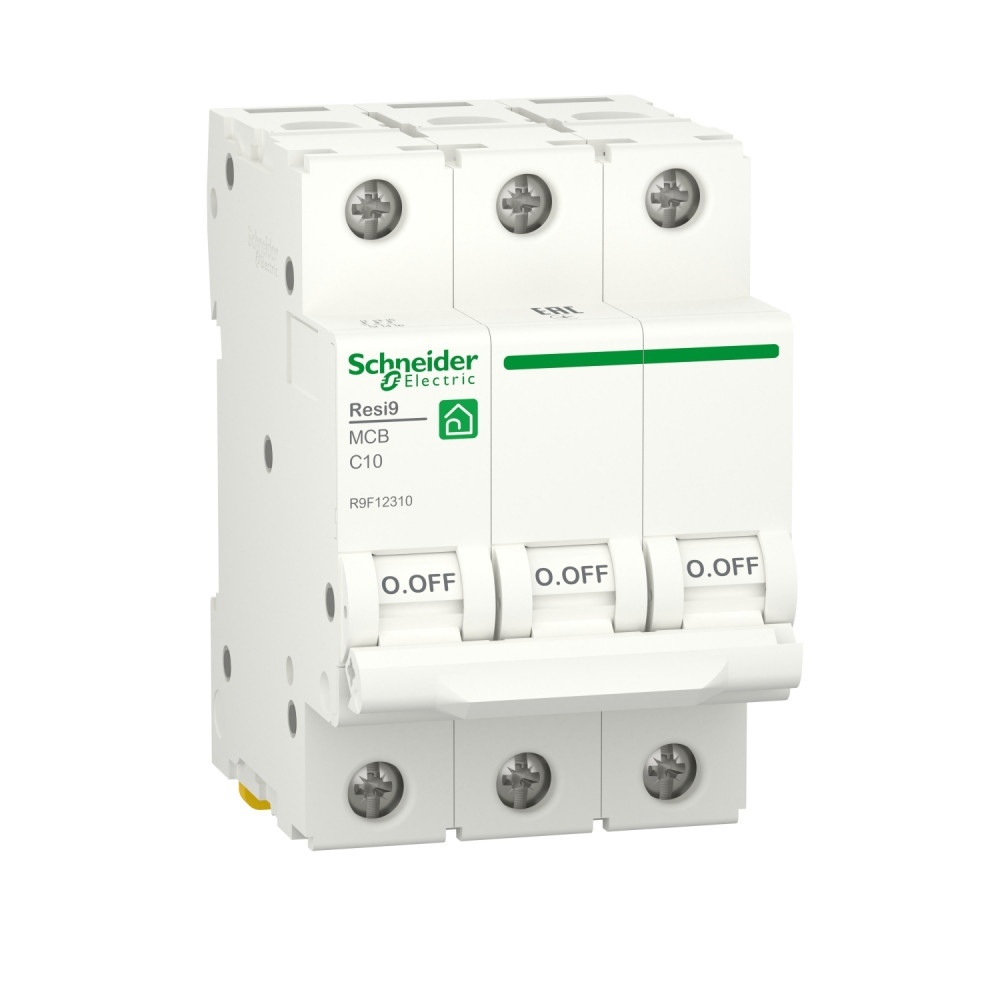 фото Автоматический выключатель schneider electric resi9 3p 10а (c) 6ка, r9f12310 (2шт) systeme electric