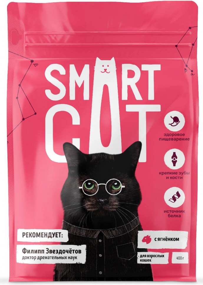 фото Сухой корм для кошек smart cat ягненок, 12кг