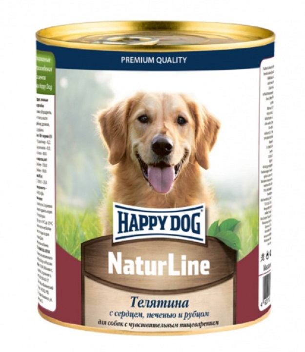 фото Влажный корм для собак happy dog natur line , печень, телятина, сердце, рубец, 12шт, 970г