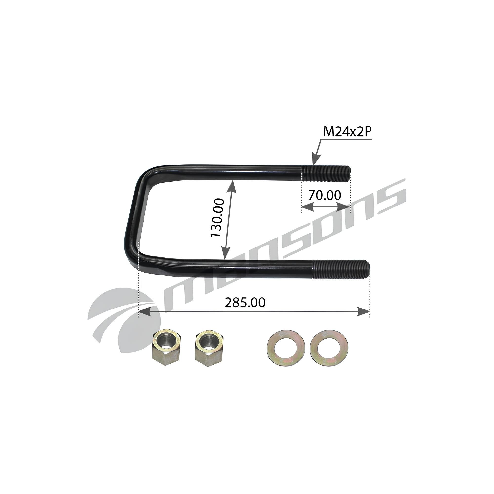

Стремянка полурессоры 130*M24*2*285 Fruehauf 100.017 (Mansons)