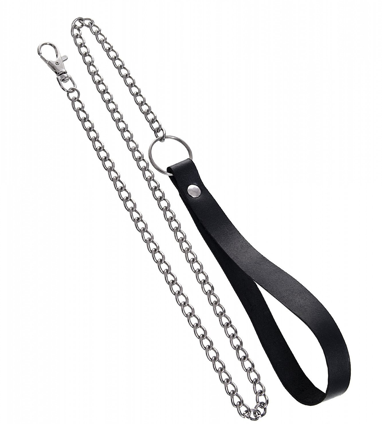 Поводок с карабином для ошейника Pecado BDSM, натуральная кожа, черный