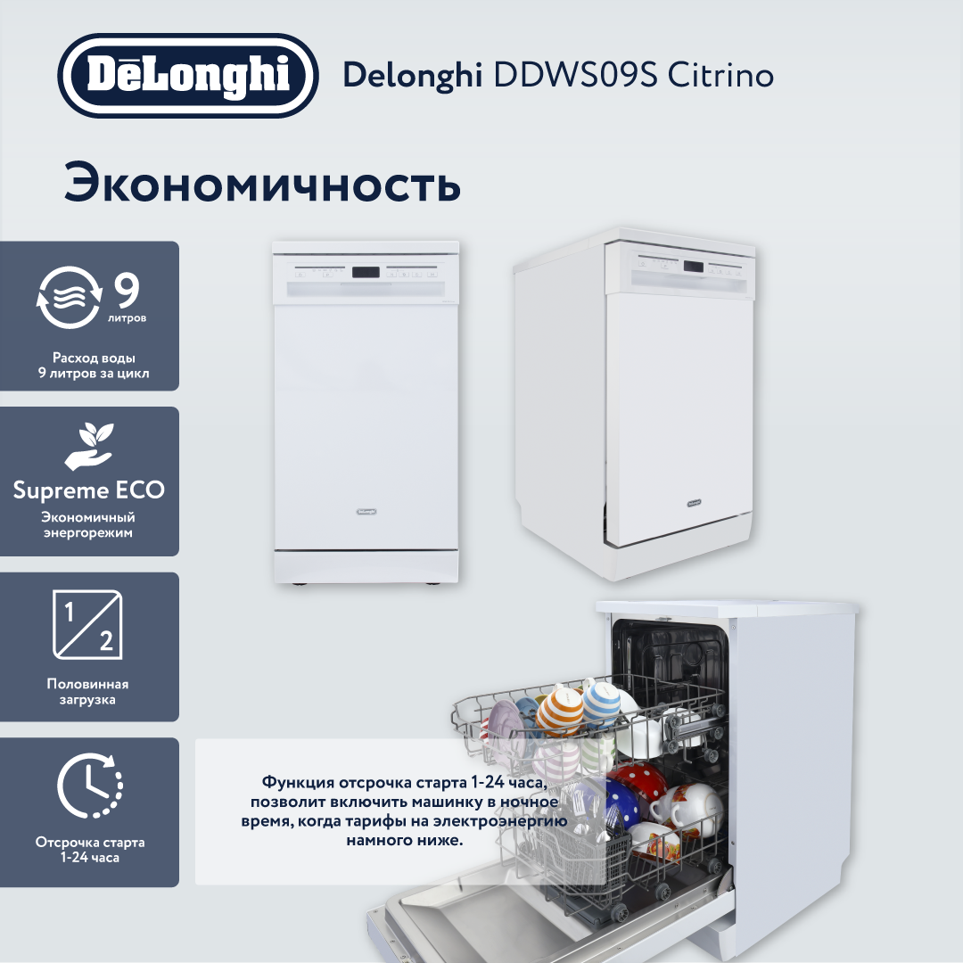 Посудомоечная машина Delonghi DDWS09S Citrino White