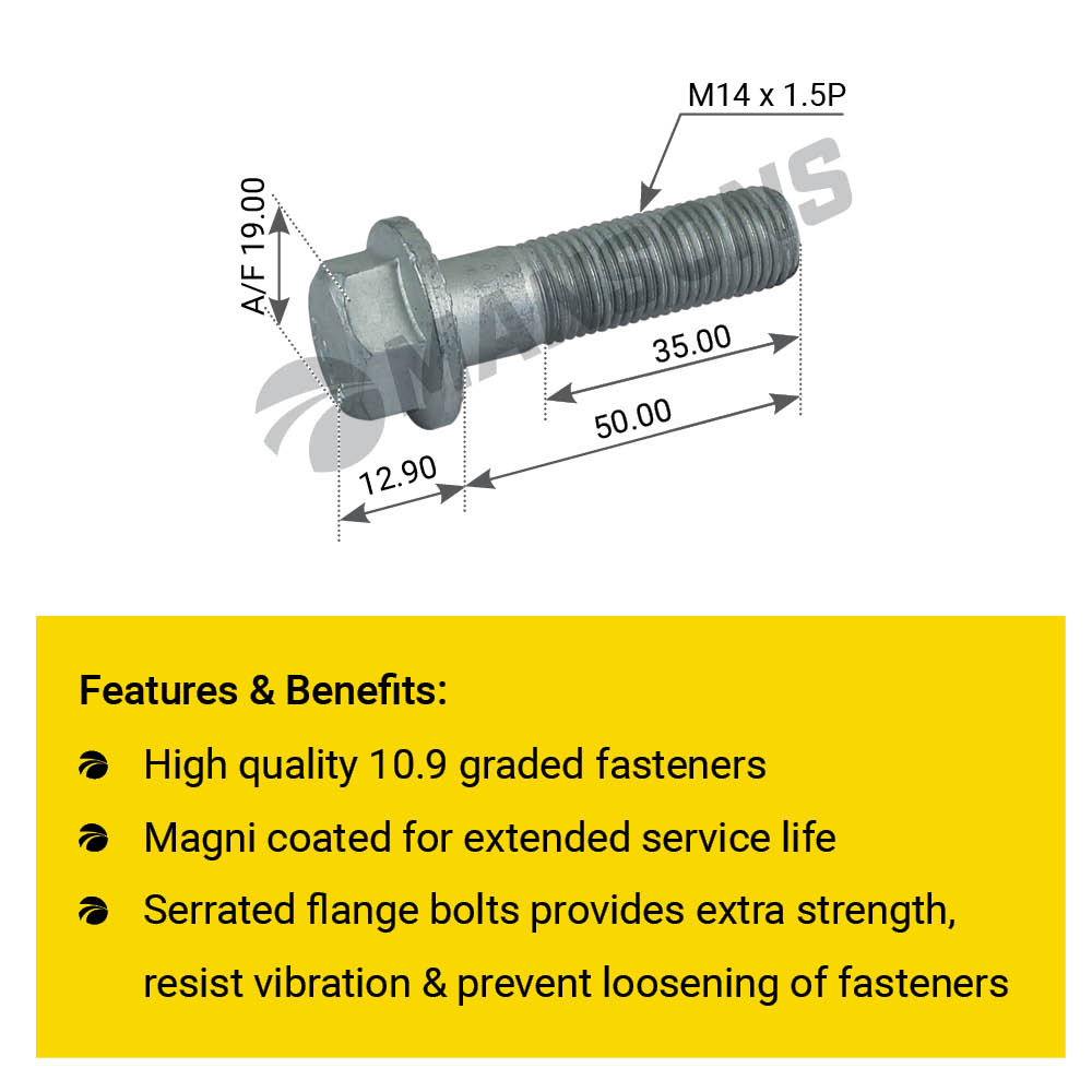 Болт кардана M14*1.5*50 MAN F/M 90/2000/MB 400.818 (Mansons)