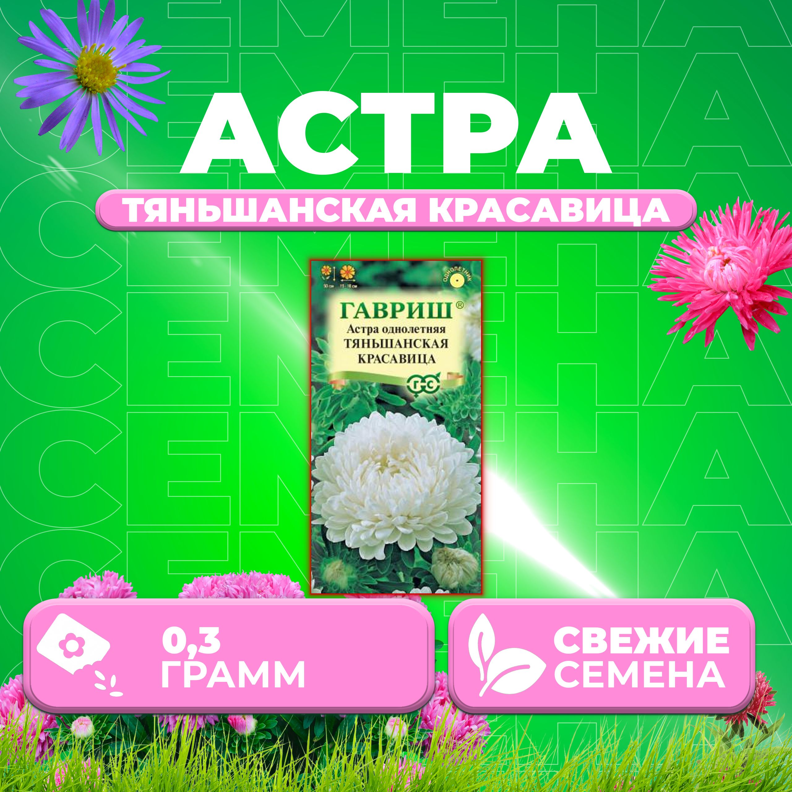 

Семена Астра Тяньшанская красавица, пионовидная, 0,3г, Гавриш, Цветочная коллекция 1 уп