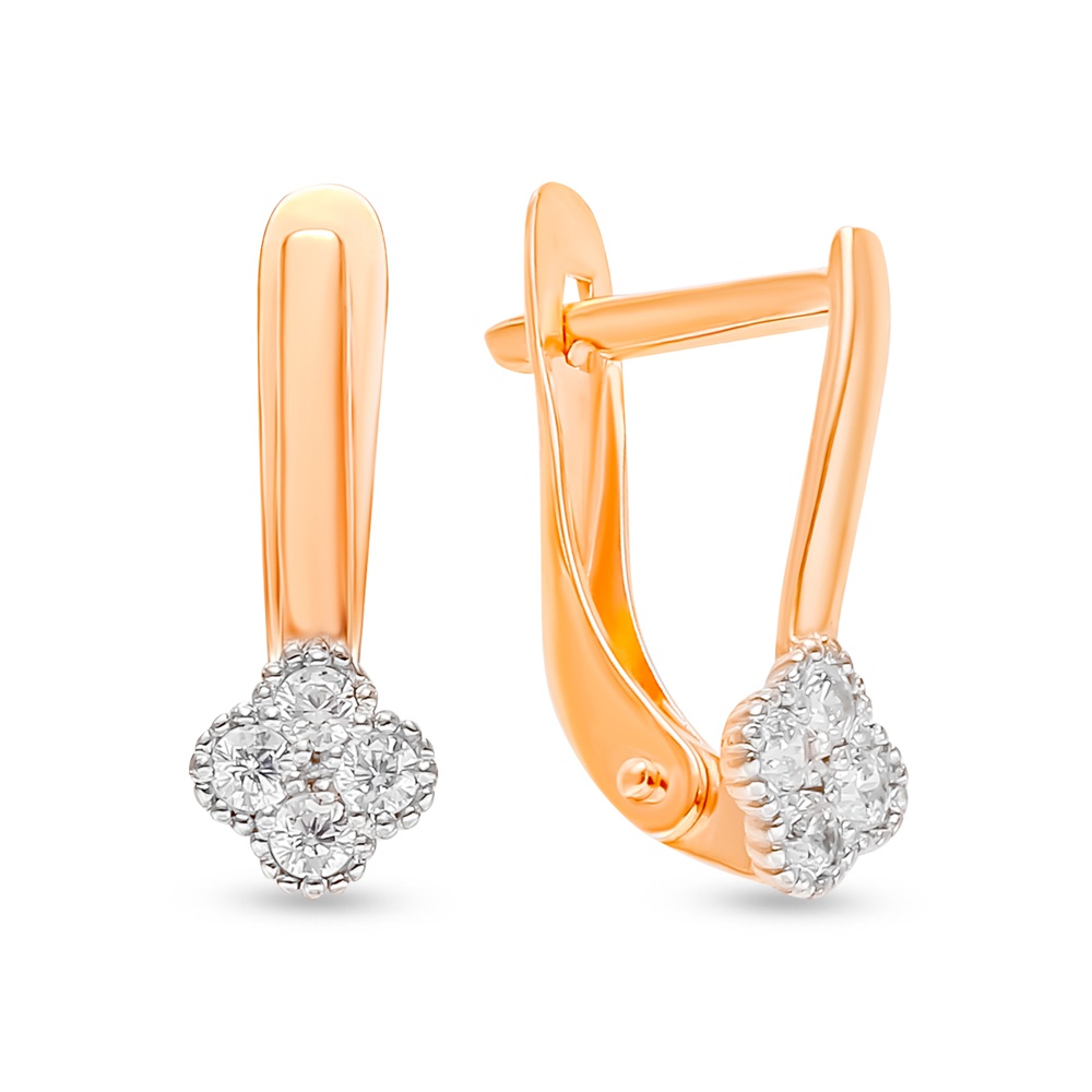 

Серьги из красного золота с фианитом 585Gold 302006496, 302006496