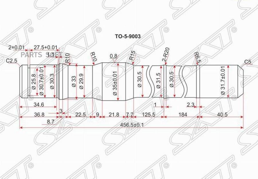 

SAT Полуось FR TY Land Cruiser 80/105 короткая -RH