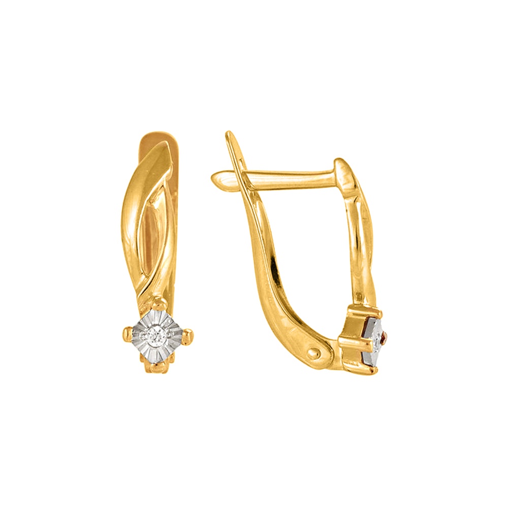 

Серьги из желтого золота 585Gold 102004619, бриллиант, 102004619