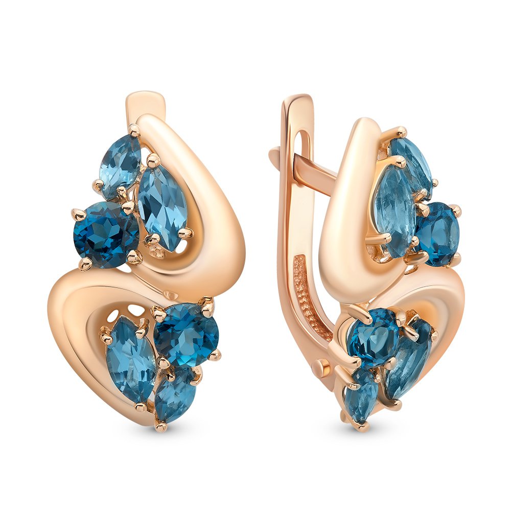 

Серьги из красного золота с топазом 585Gold 202007486, 202007486