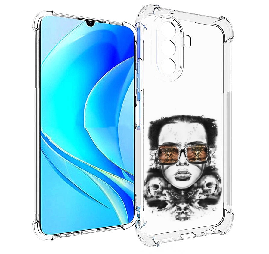 

Чехол MyPads девушка с черепами в очках женский для Huawei Nova Y70 / Nova Y70 Plus, Прозрачный, Tocco