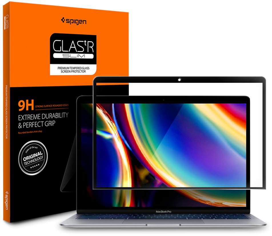 

Защитное стекло Spigen Glas.tR Slim (AGL00083) для MacBook Air/Pro 13" Black, Glas.tR Slim для MacBook Air/Pro 13'
