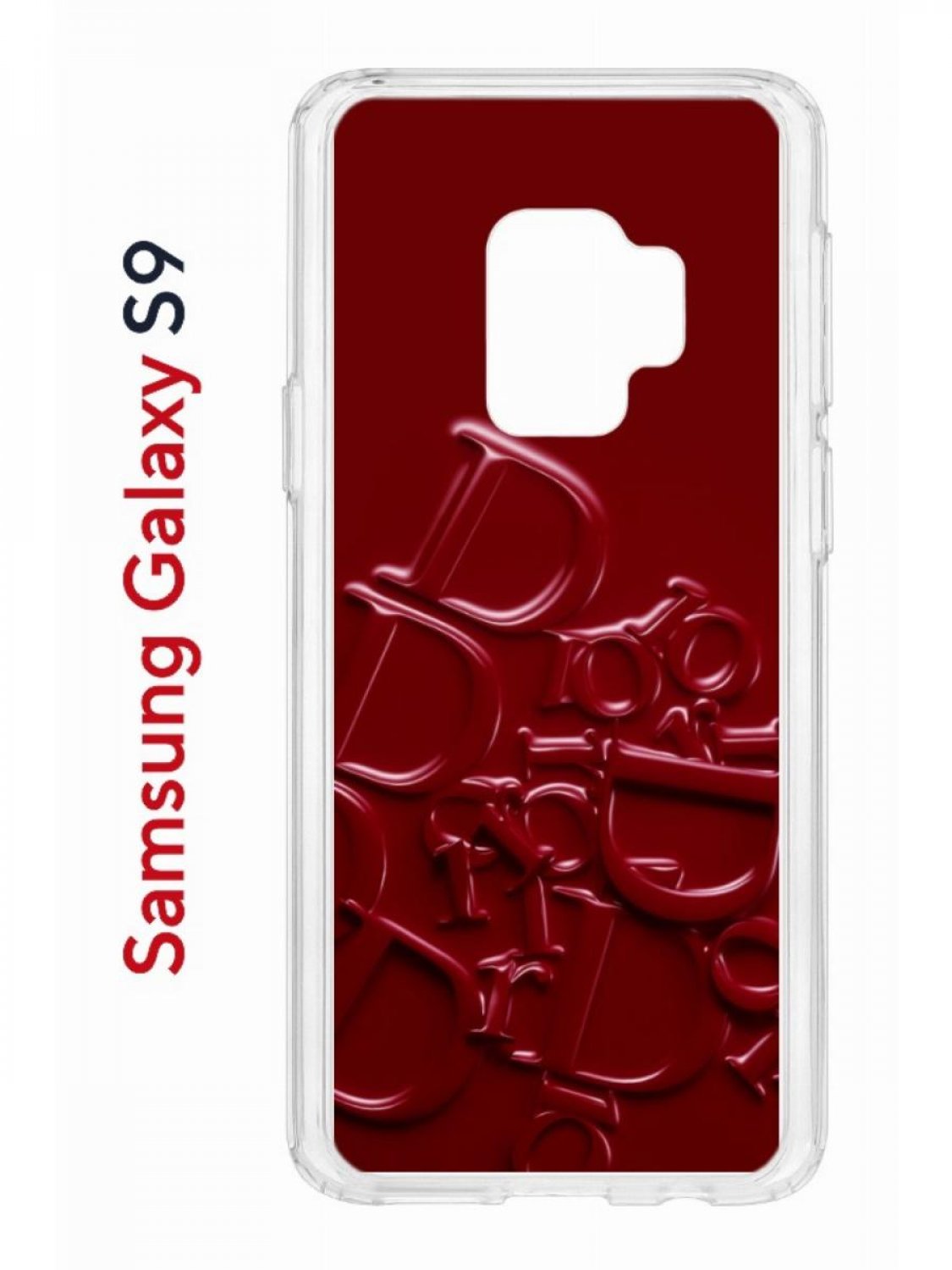

Чехол на Samsung Galaxy S9 Kruche Print Dior,противоударный бампер,с защитой камеры, Прозрачный;бордовый;красный, Самсунг Галакси с9