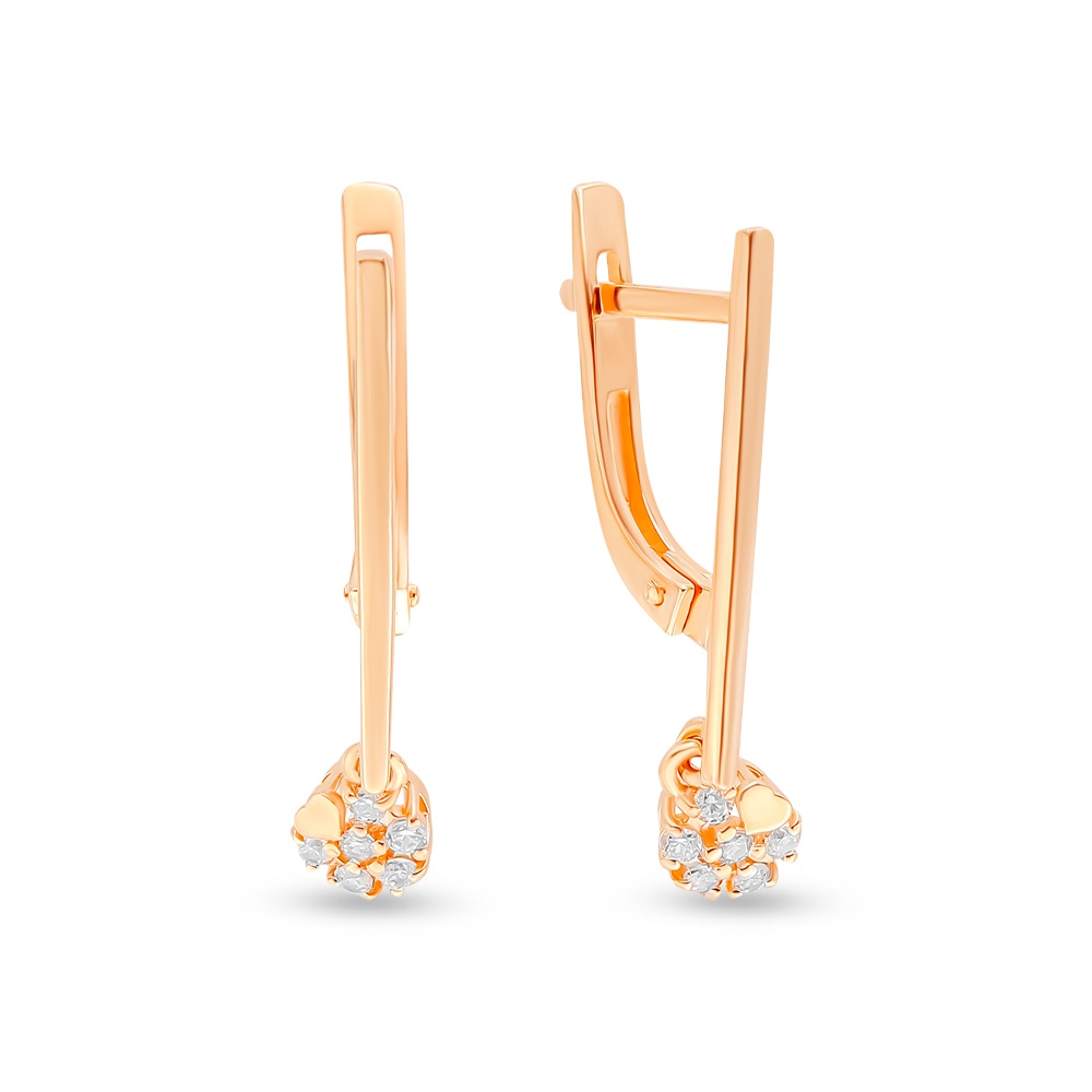 

Серьги подвески из красного золота 585Gold 302006381, фианит, 302006381