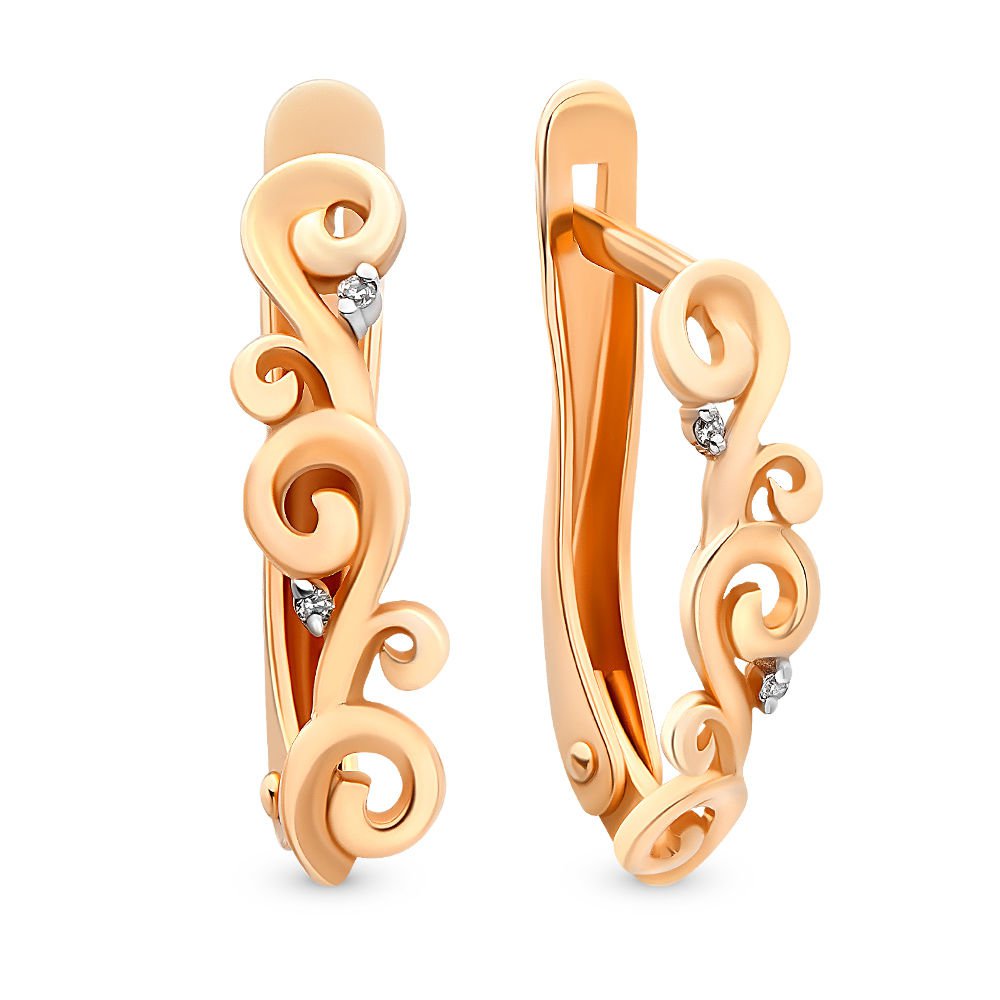 

Серьги из красного золота 585Gold 102004367, бриллиант, 102004367