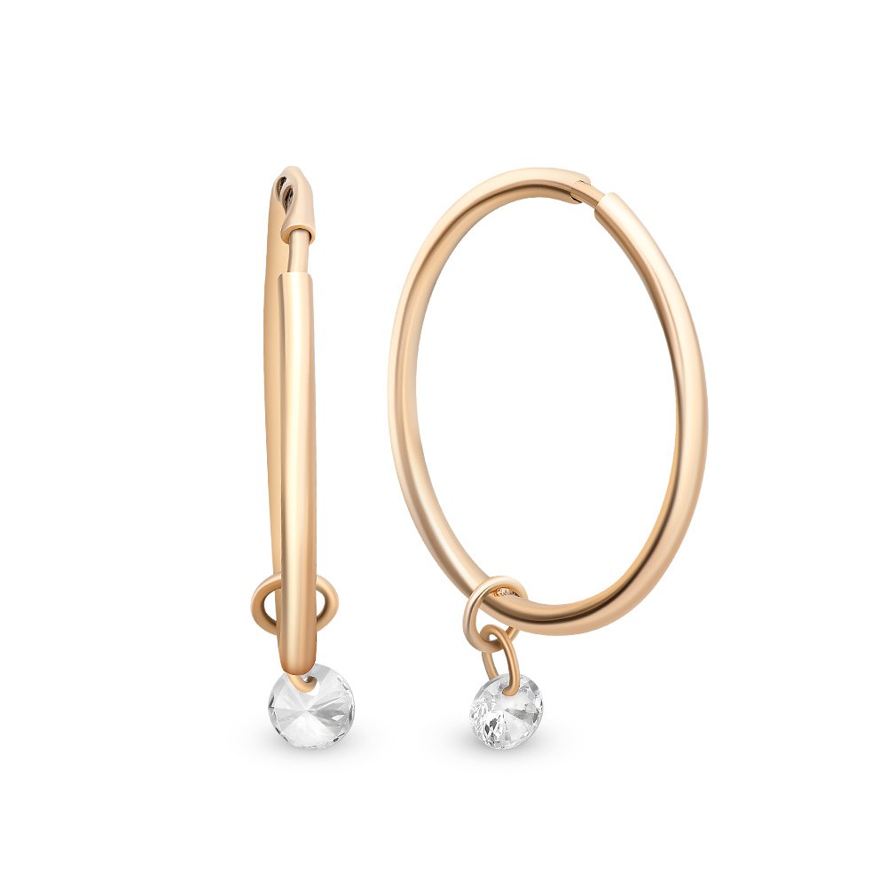 

Серьги конго из красного золота 585Gold 302005589, фианит, 302005589
