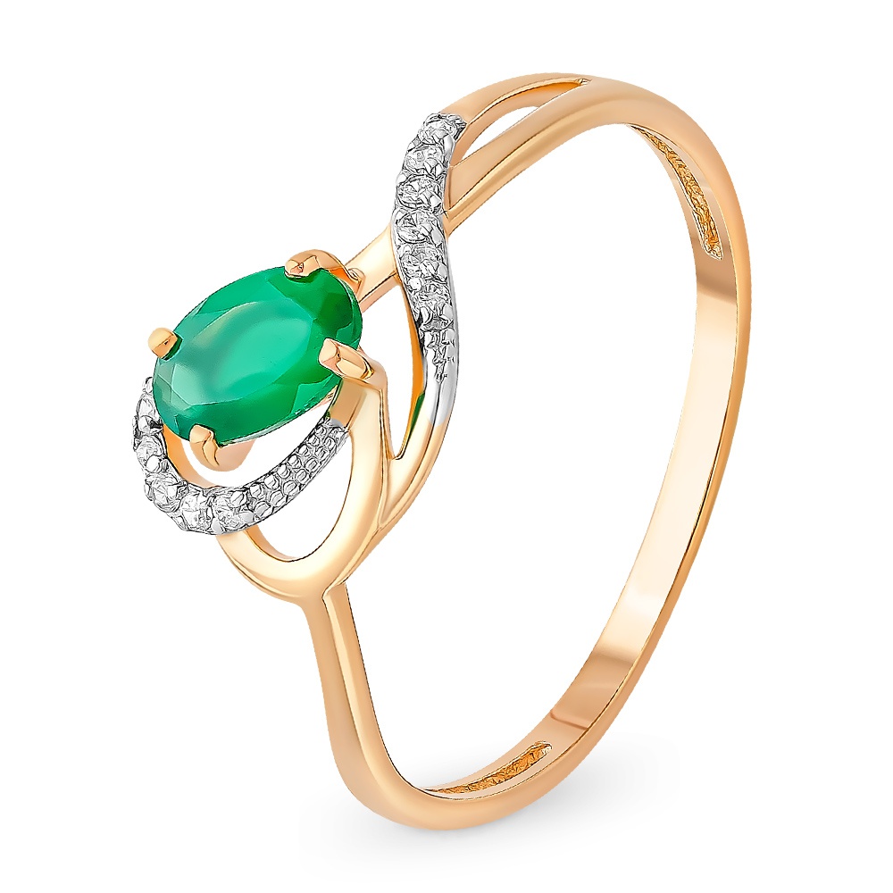 

Кольцо из красного золота с агатом/фианитом р. , 585Gold 299000057, 299000057