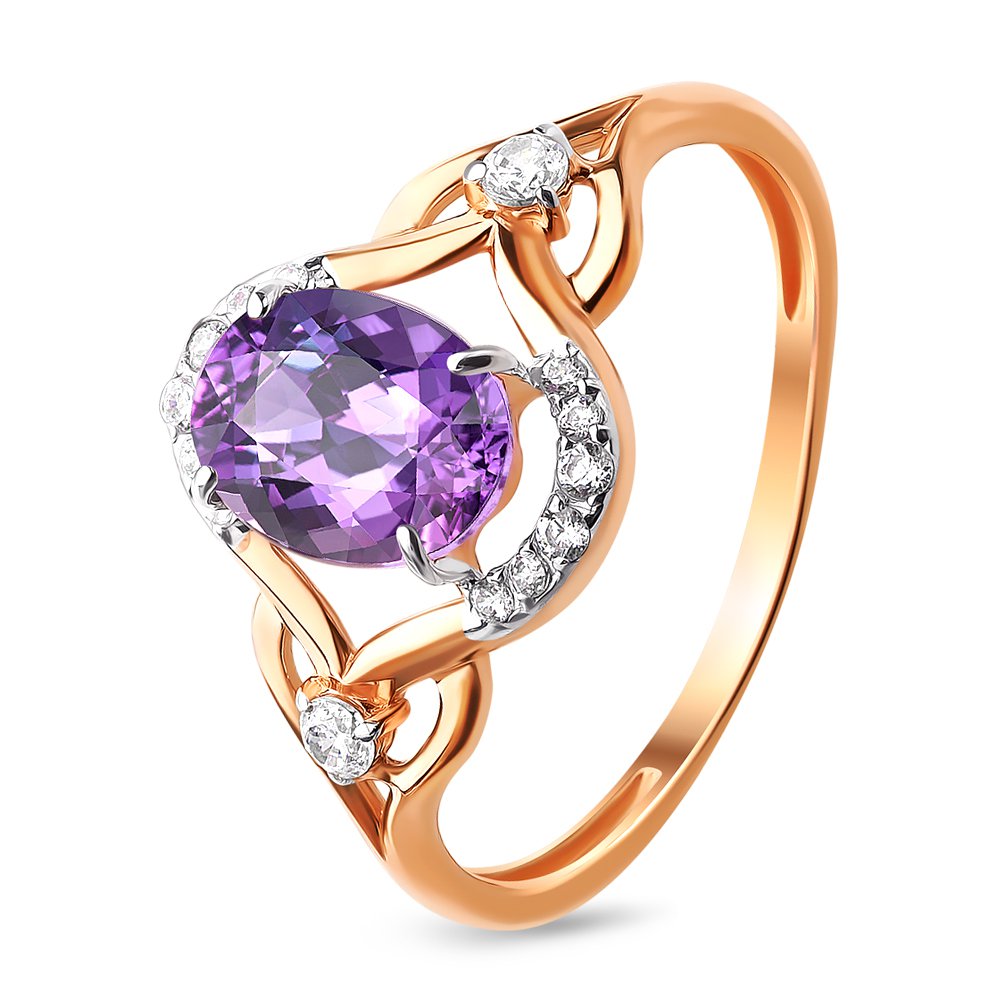 

Кольцо из красного золота с аметистом/фианитом р. , 585Gold 201011665, 201011665