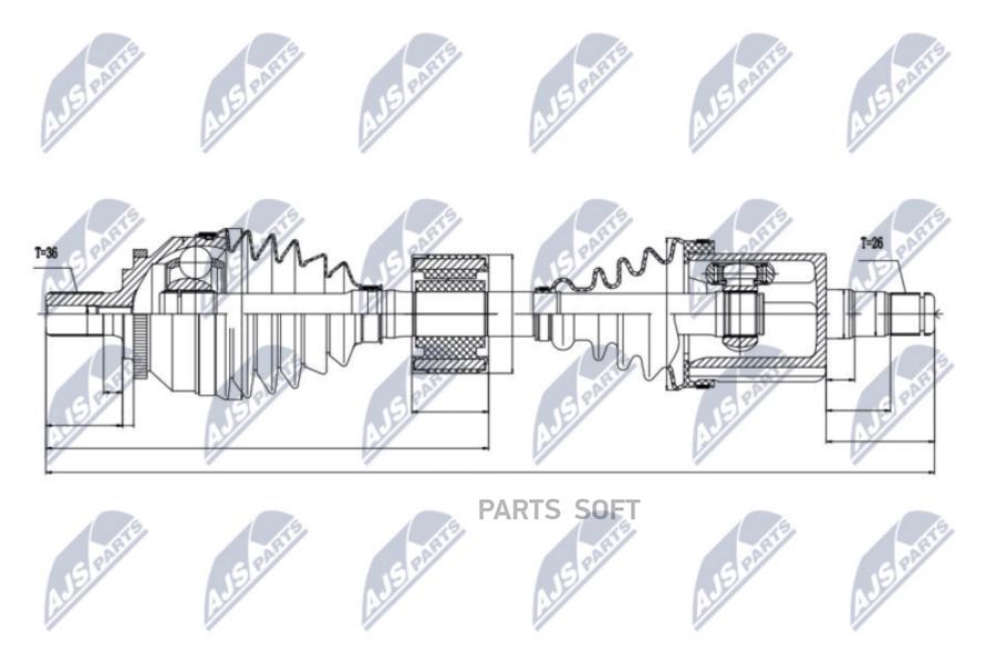 Полуось volvo s80 2.0t,2.4t,2.5t 99-06 левая nty npwvv028 NTY NPWVV028